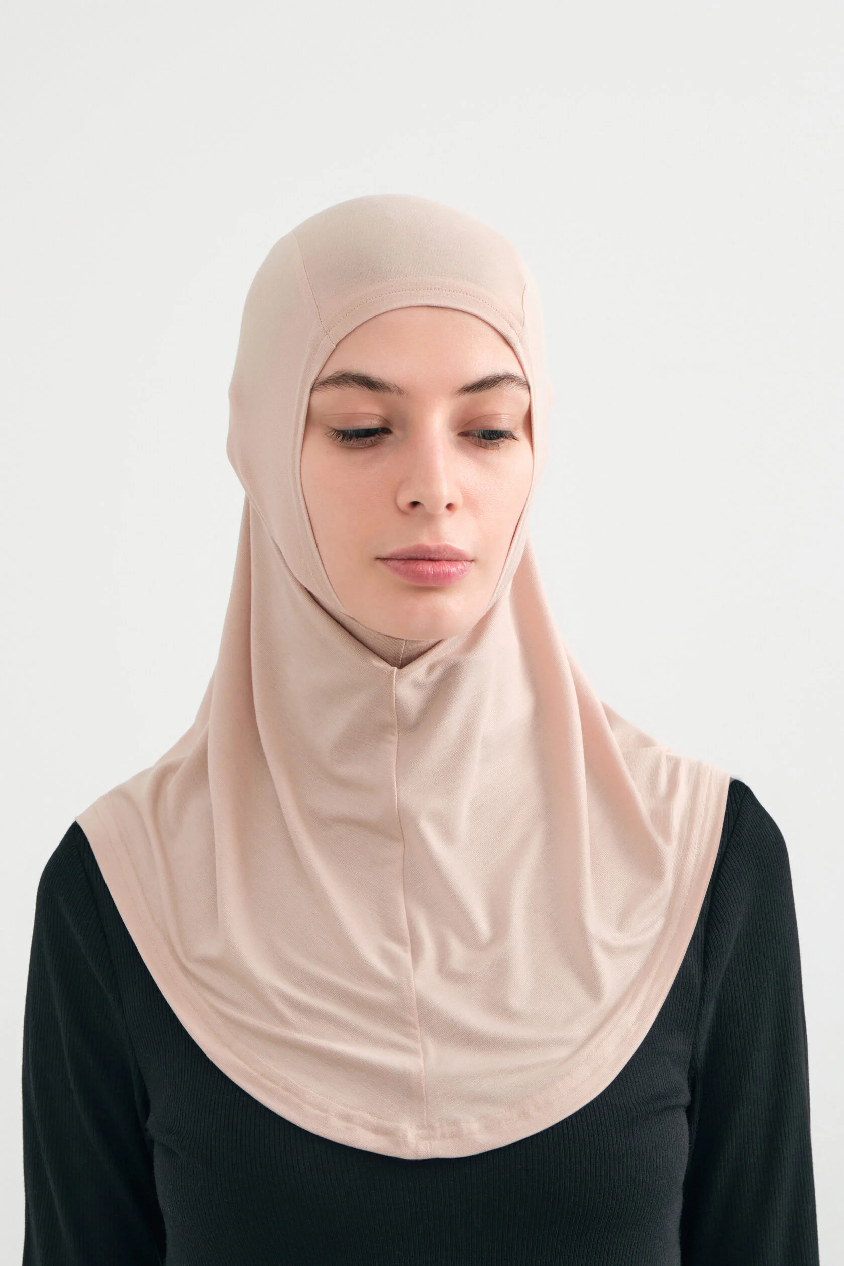 Nude Beige Jersey Balaclava Under-Scarf
