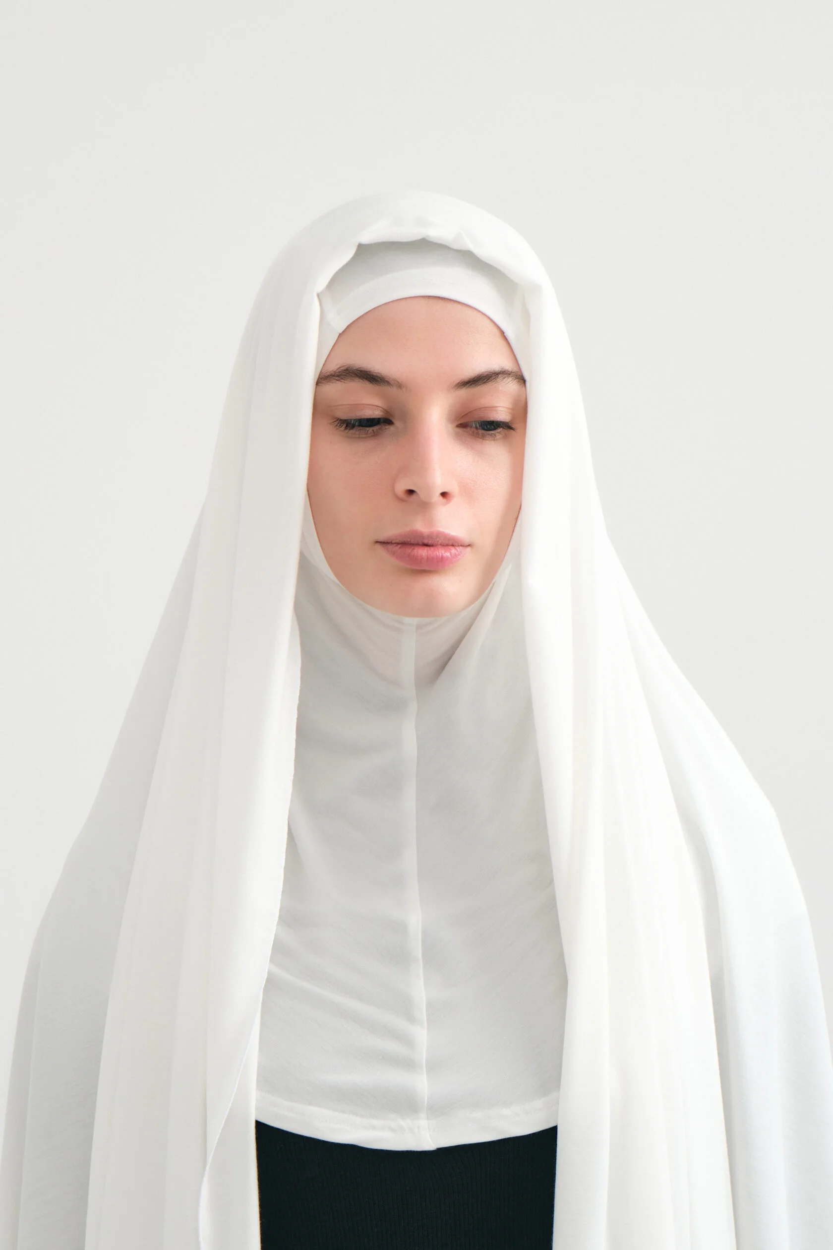White Instant Jersey Hijab with Attached Under-Cap