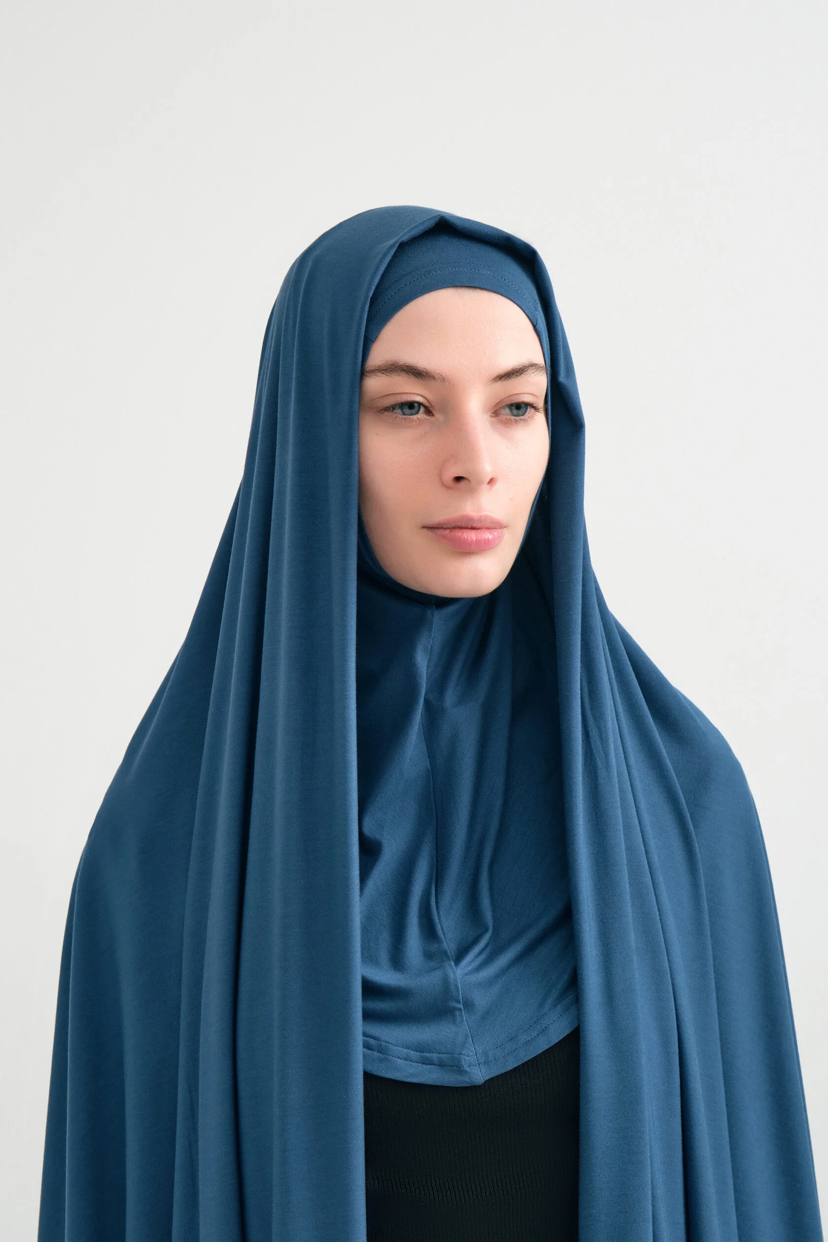 Indigo Blue Instant Jersey Hijab with Under-Cap