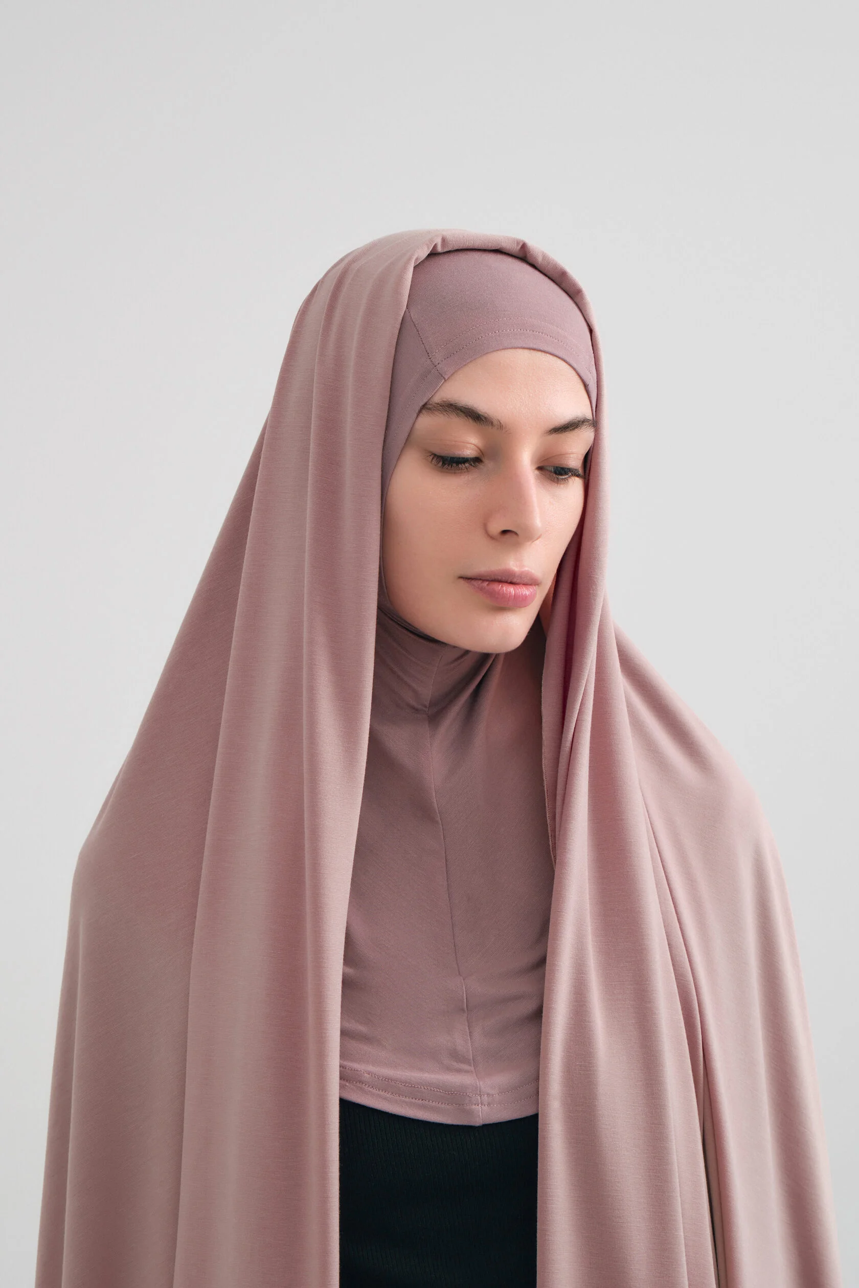 Mauve Instant Jersey Hijab with Attached Under-Cap