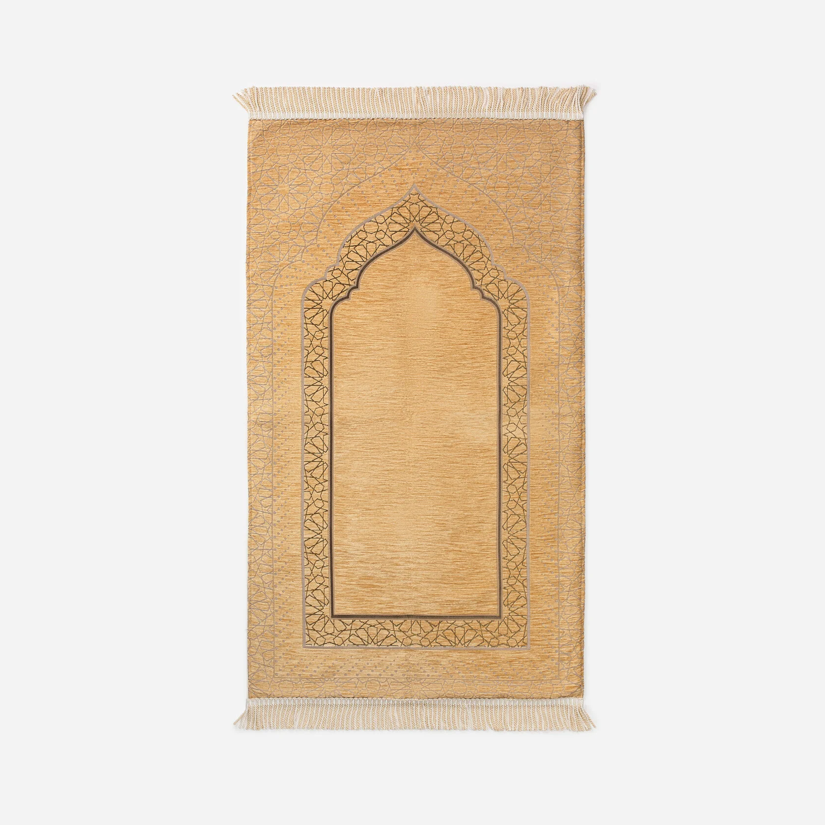 Medium-Pile Prayer Rug – Mihrab Arch, Mustard Gold