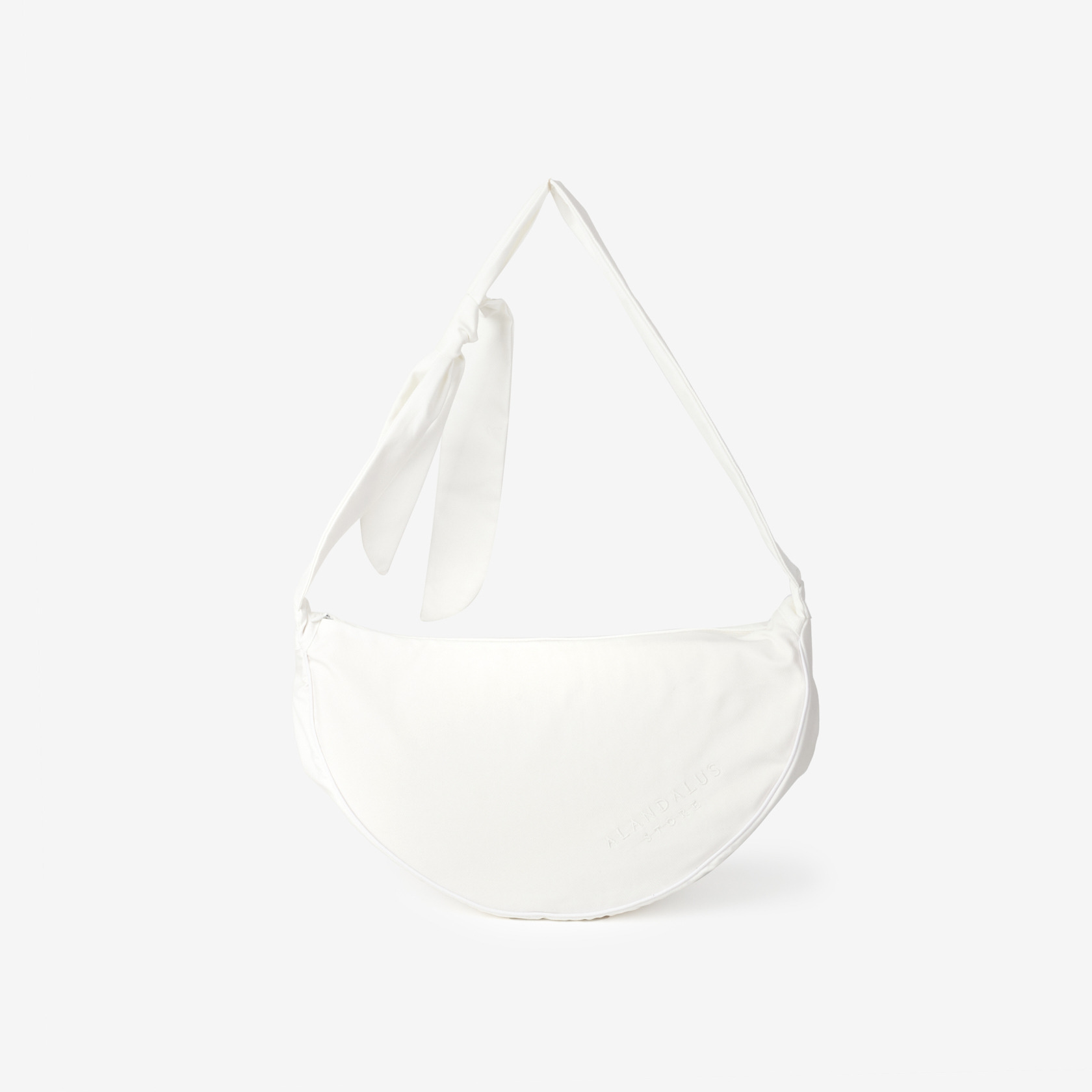 Crescent Half-Moon Crossbody Bag – White