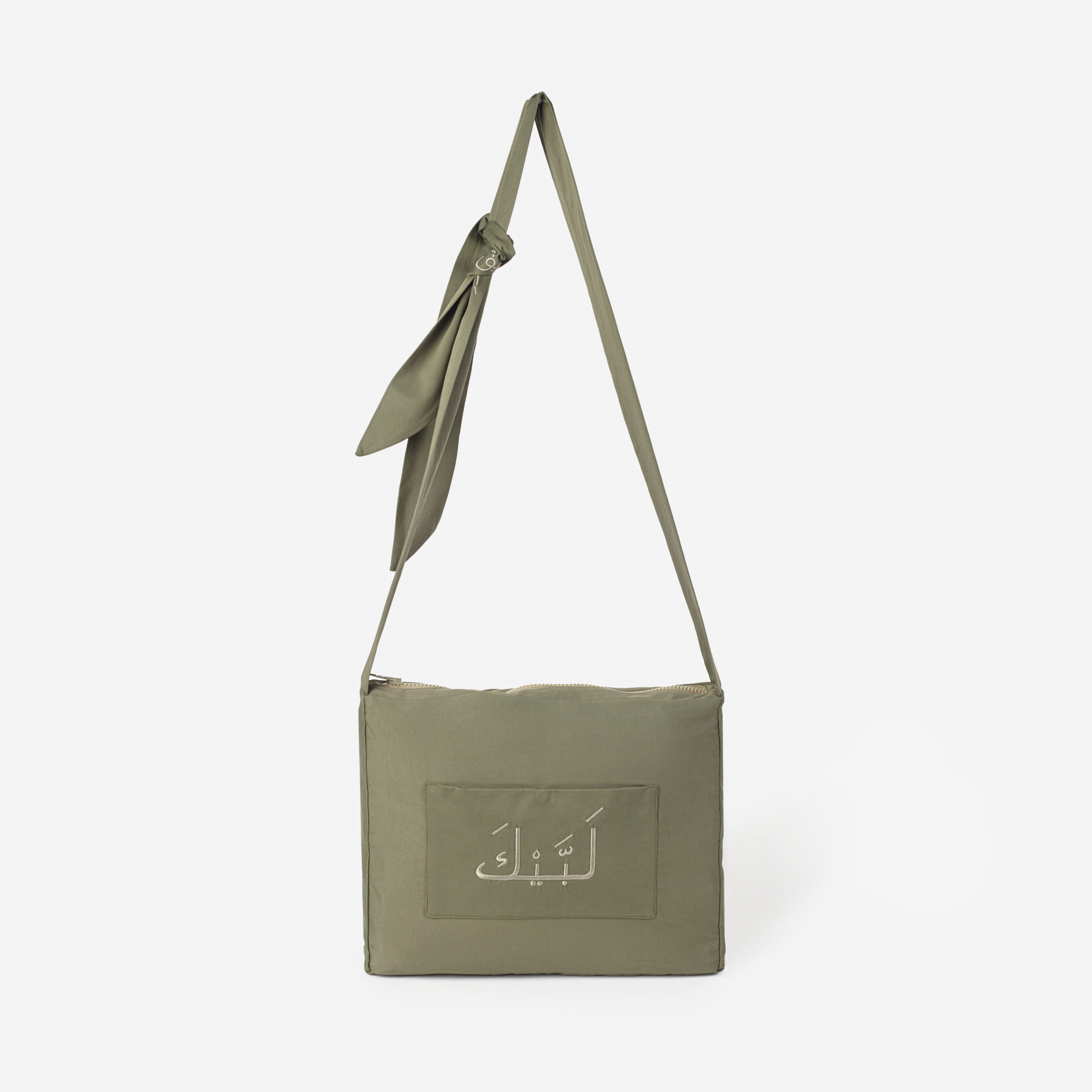 Embroidered Crossbody Messenger Prayer Bag – Olive Green
