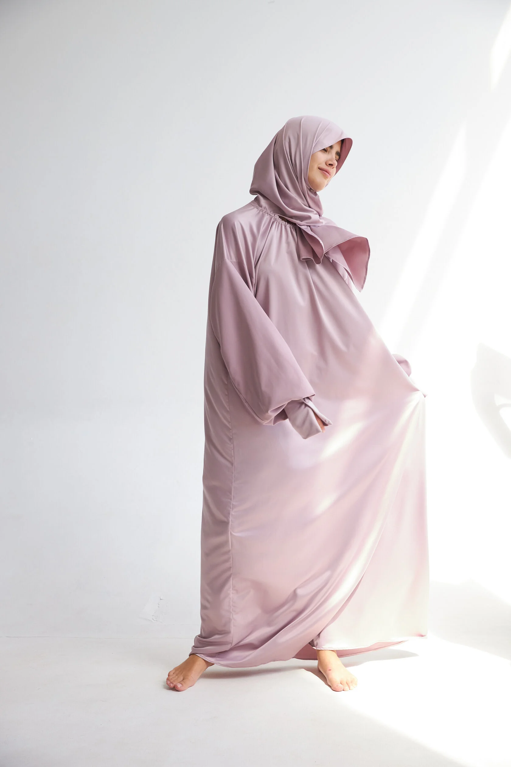 Mauve Silk Oversized One-Piece Prayer Dress
