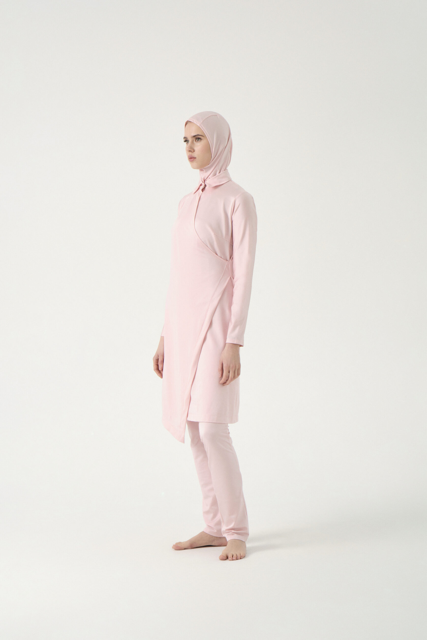 Wrap-Front Three-Piece Burkini - Blush Pink