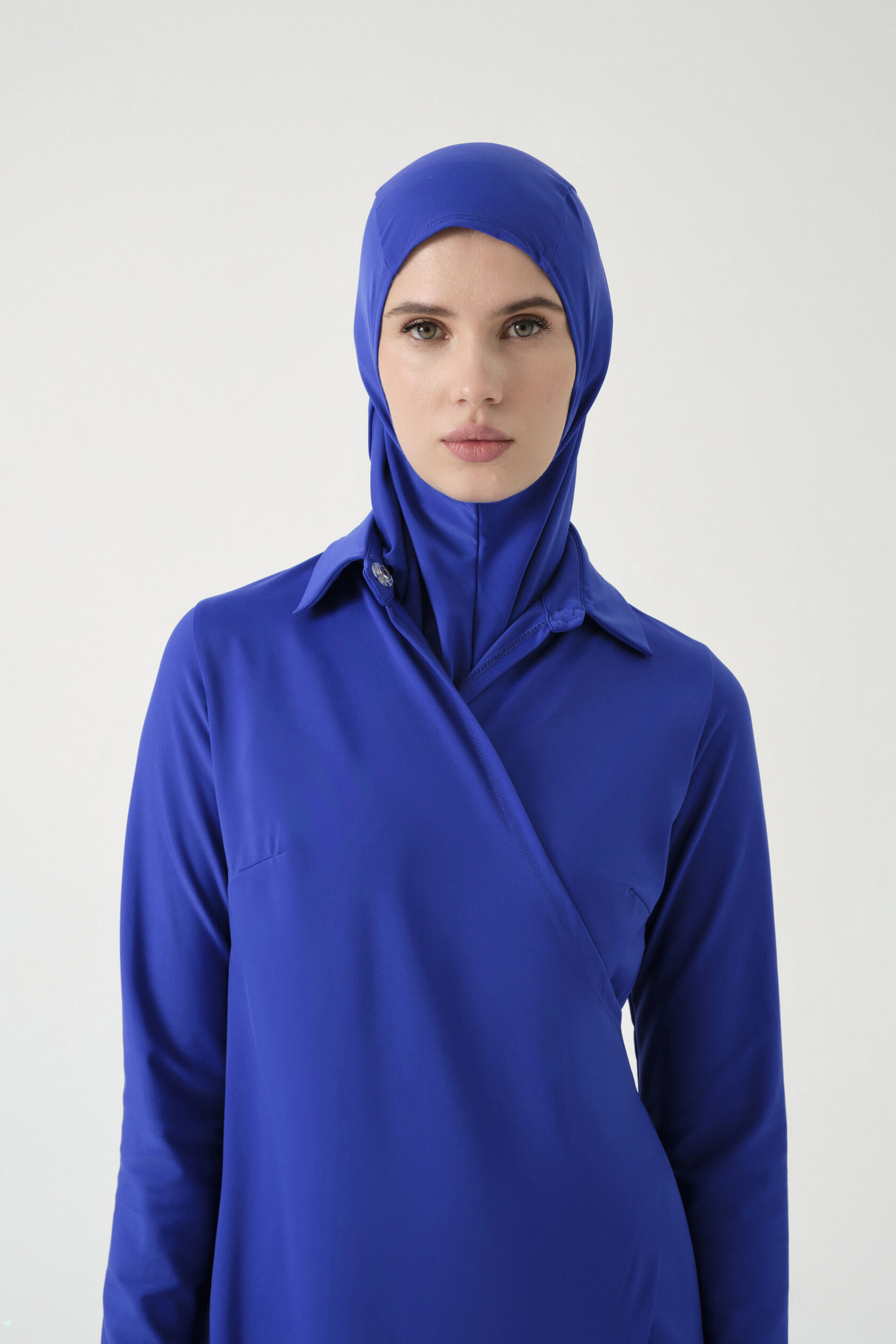 Wrap-Front Full-Cover Burkini - Royal Blue