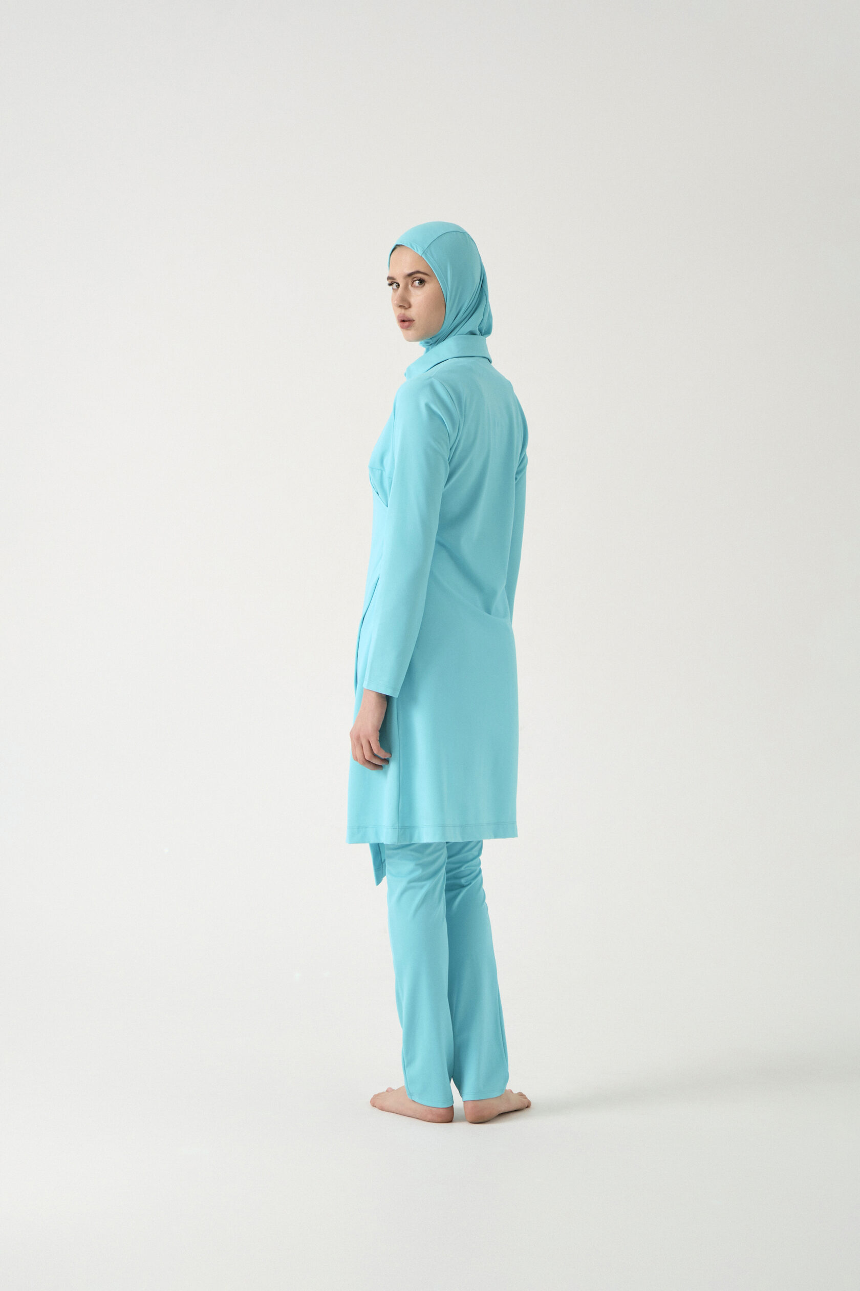 Three-Piece Modest Burkini - Aqua Blue