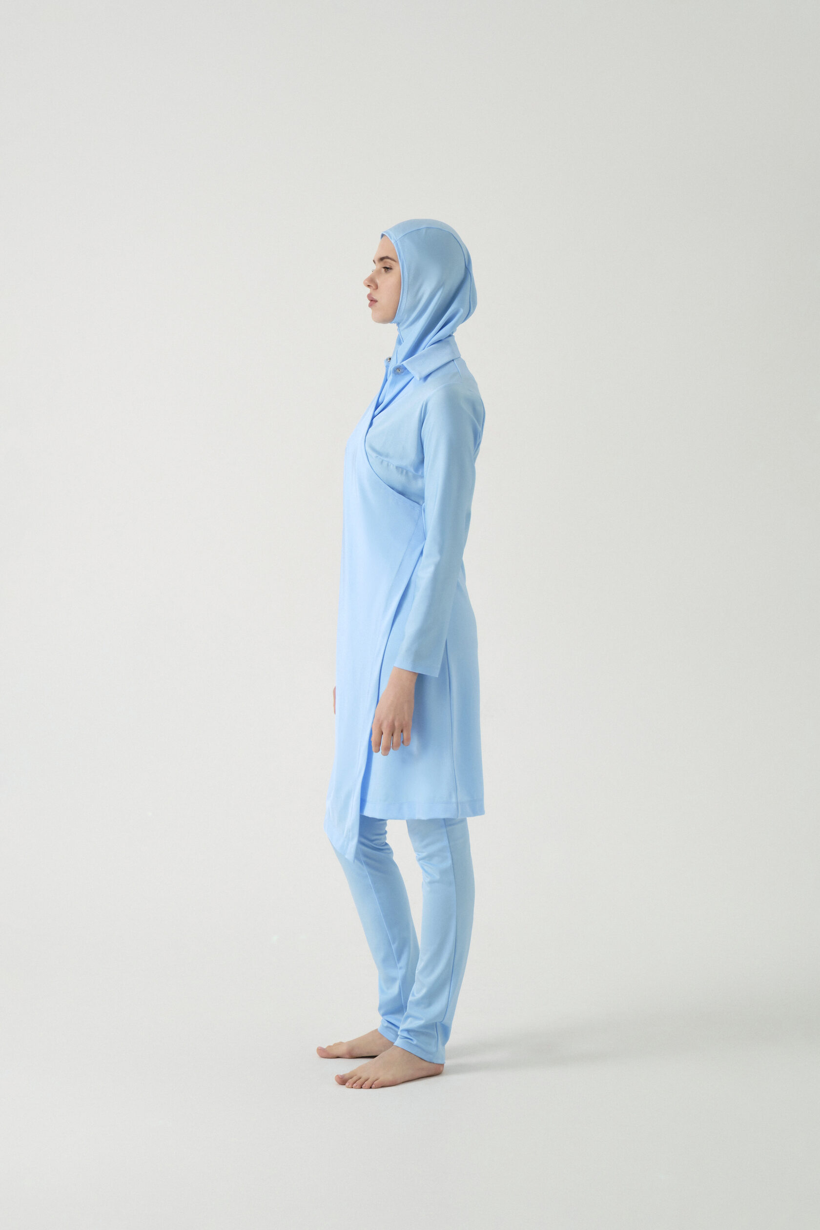 Wrap-Front Three-Piece Burkini - Sky Blue