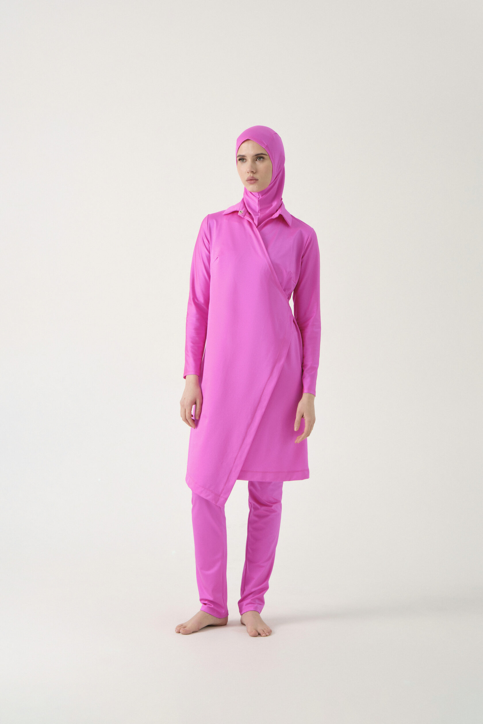 Wrap-Front Three-Piece Burkini - Orchid Pink
