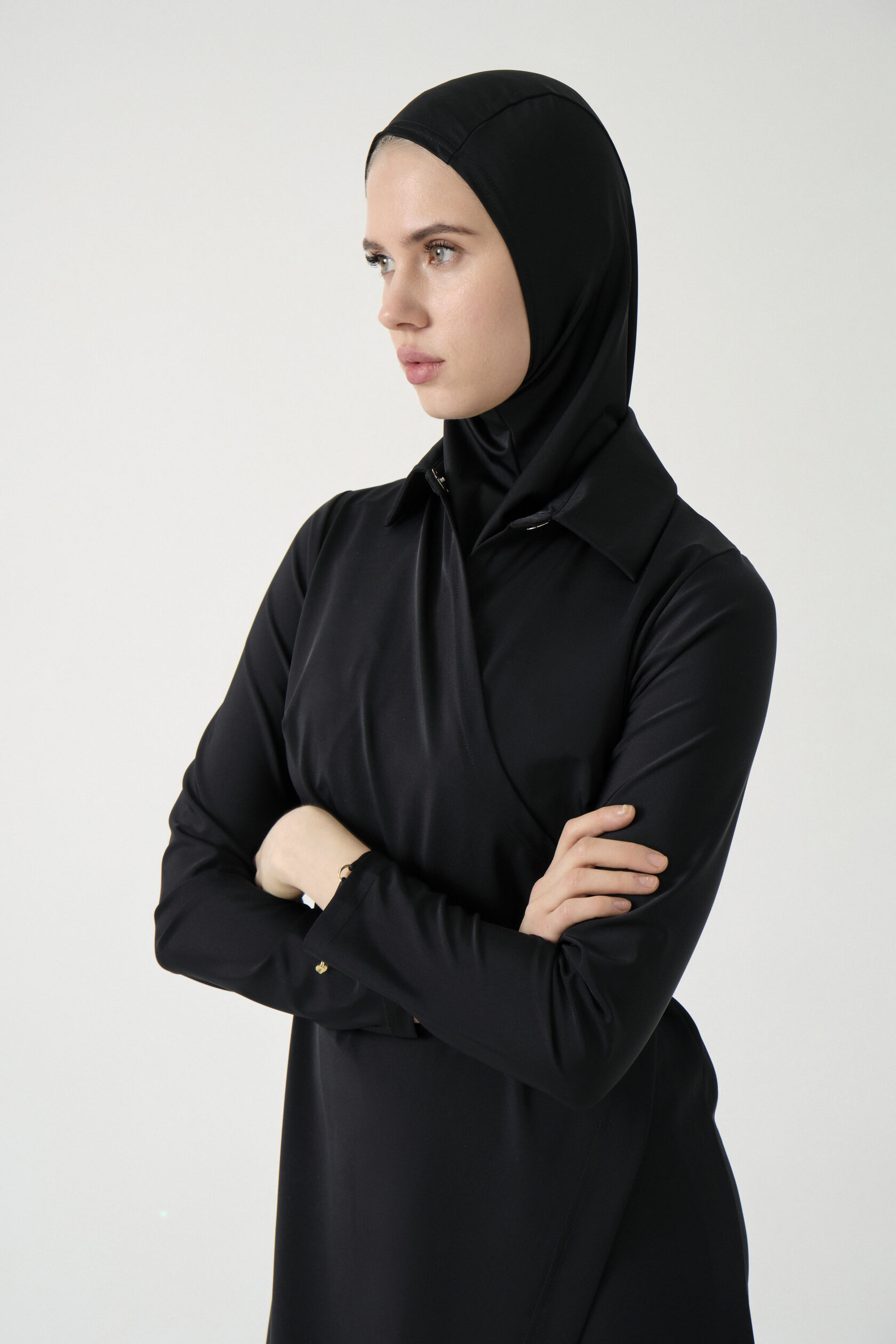 Wrap-Front Full-Cover Burkini - Black