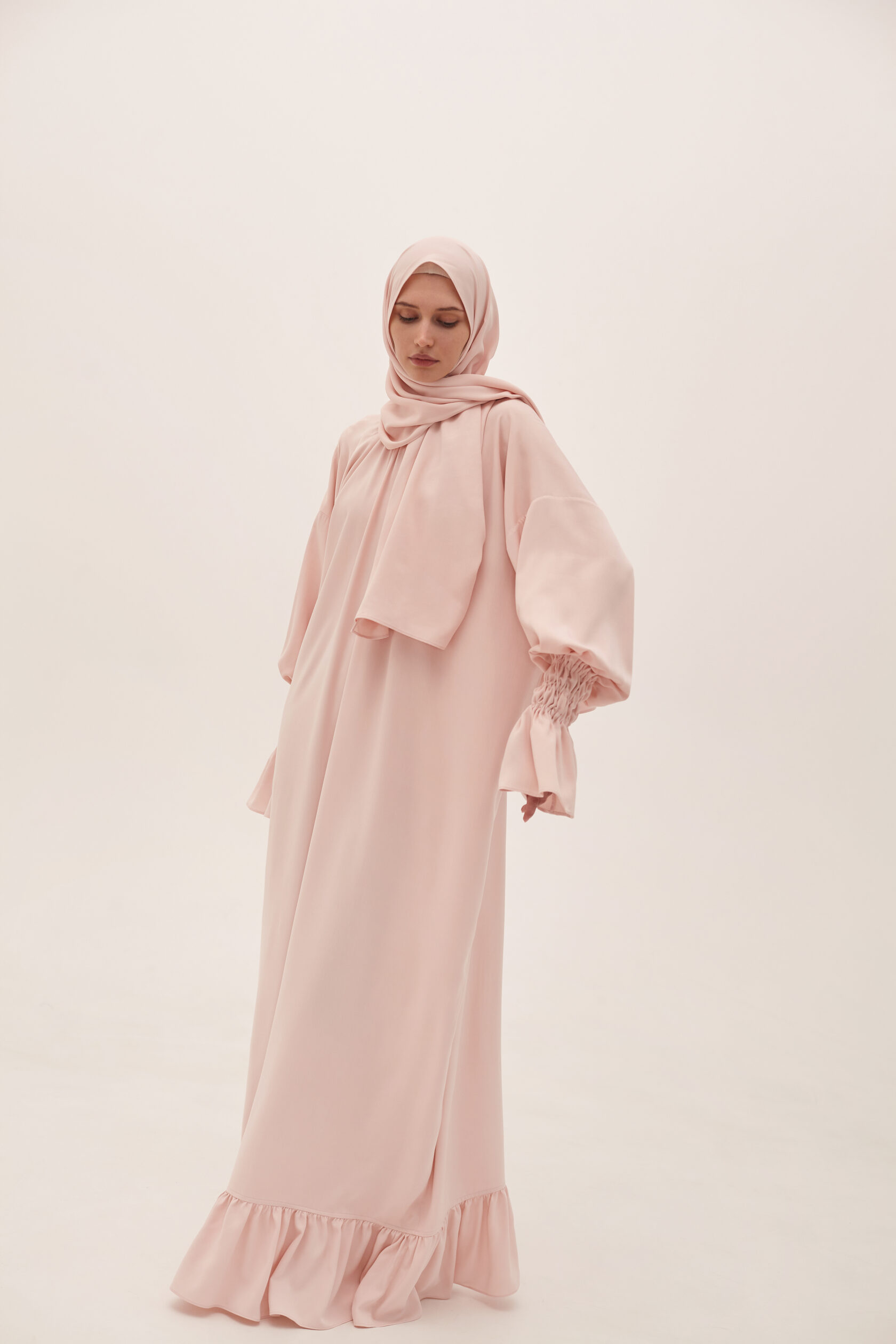 Viscose Modest Maxi Dress – Blush Pink